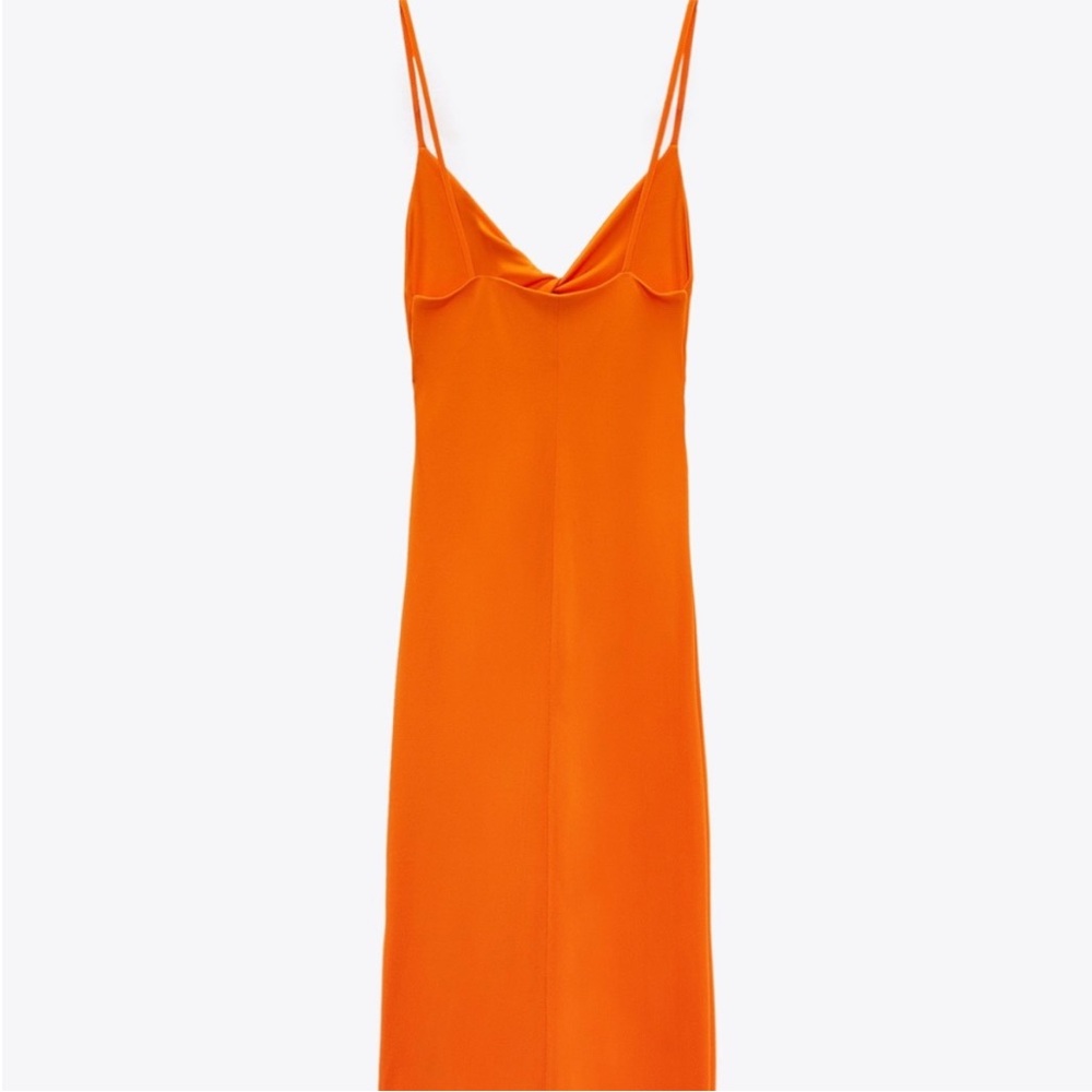 Zara Orange Cut Out Pleated Dress - Picture 2 of 3